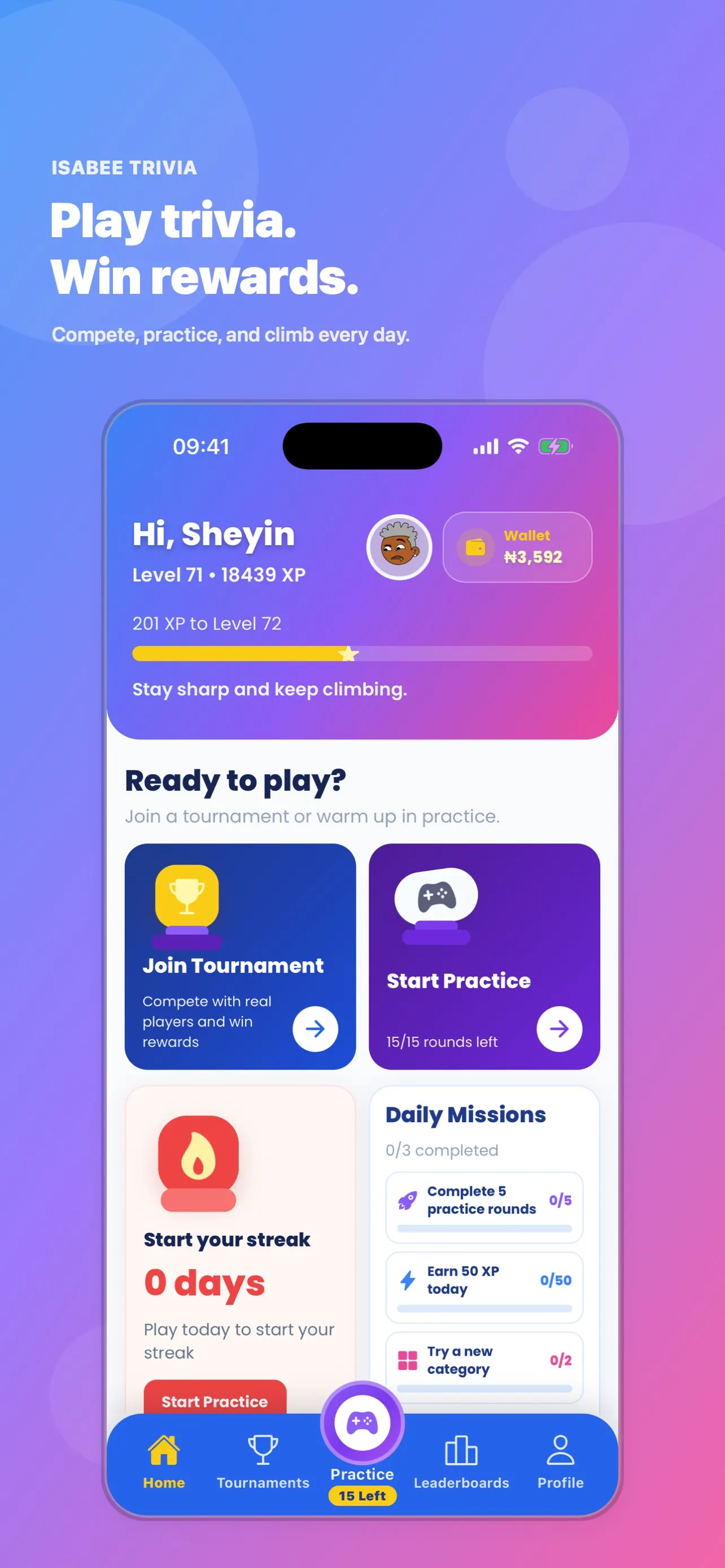 Isabee App Store screenshot showing trivia rewards