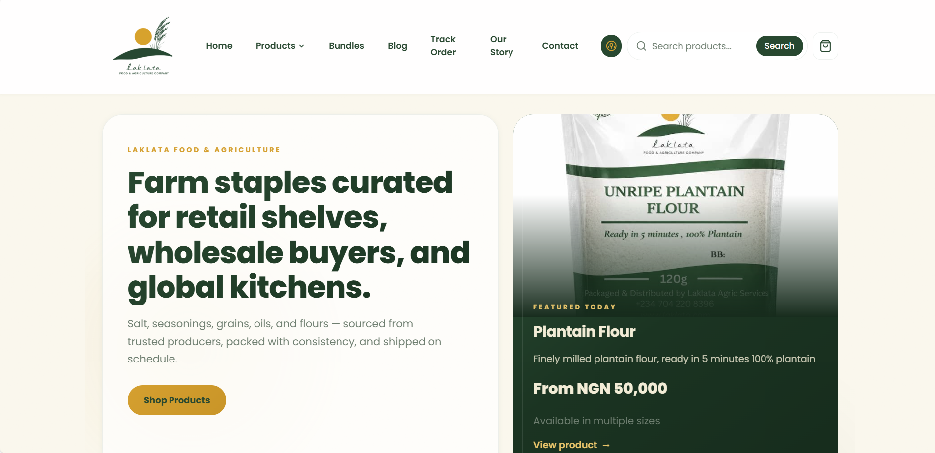 Laklata farm ecommerce storefront